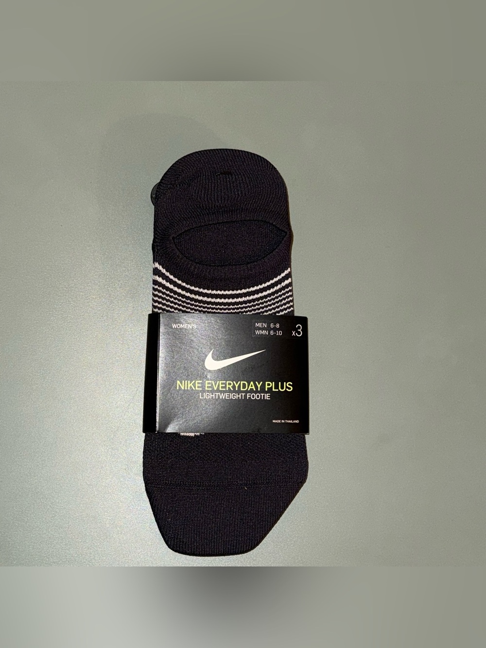 Nike Everyday Plus Light-weight Footie Socks 3 Pairs Black Women’s 6-8
